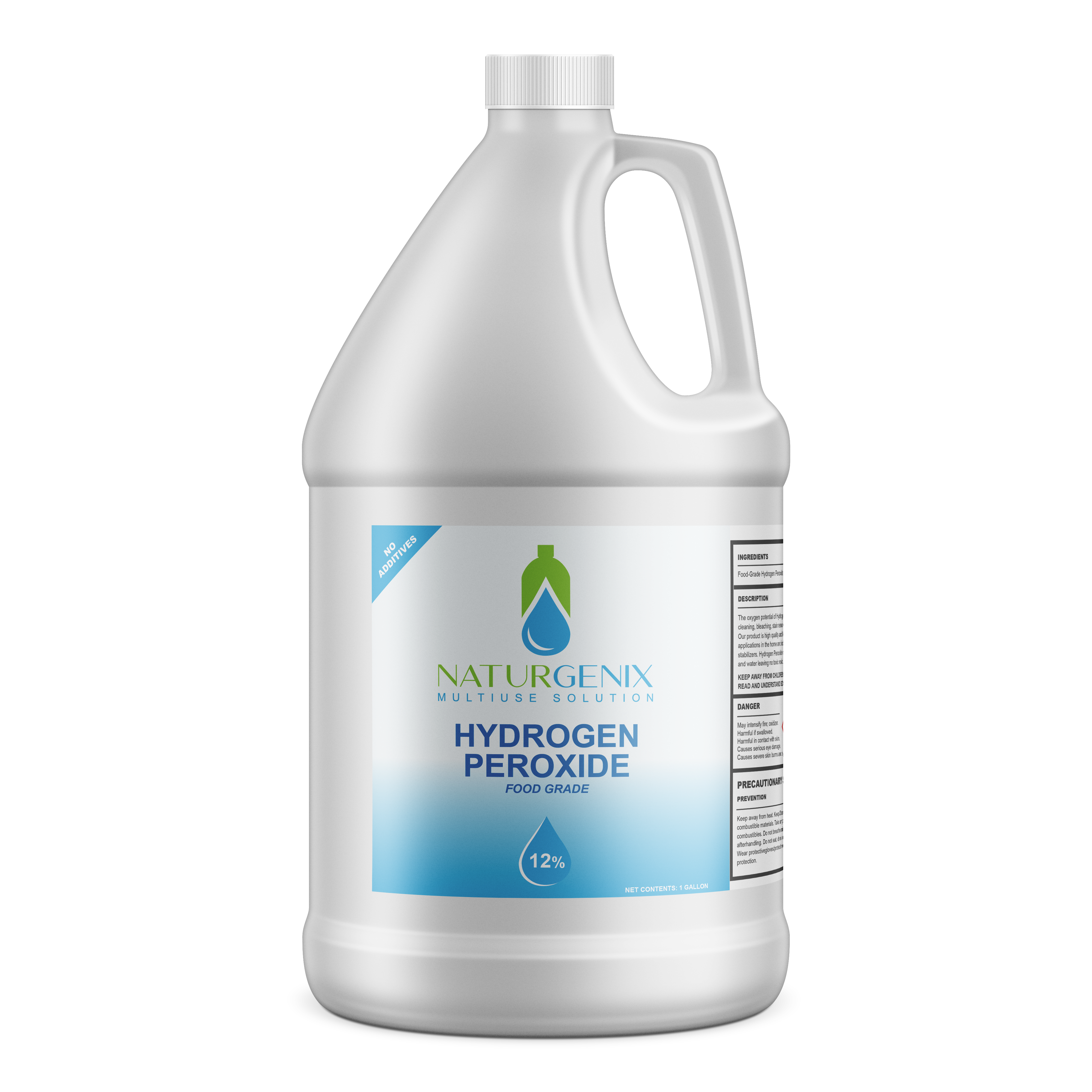 12% Hydrogen Peroxide Solution - 1 Gallon (Just Food-Grade H2O2 & Water!) -  Ecofriendly Natural Cleaning Solution for Kitchen, Bath, Laundry, and Home