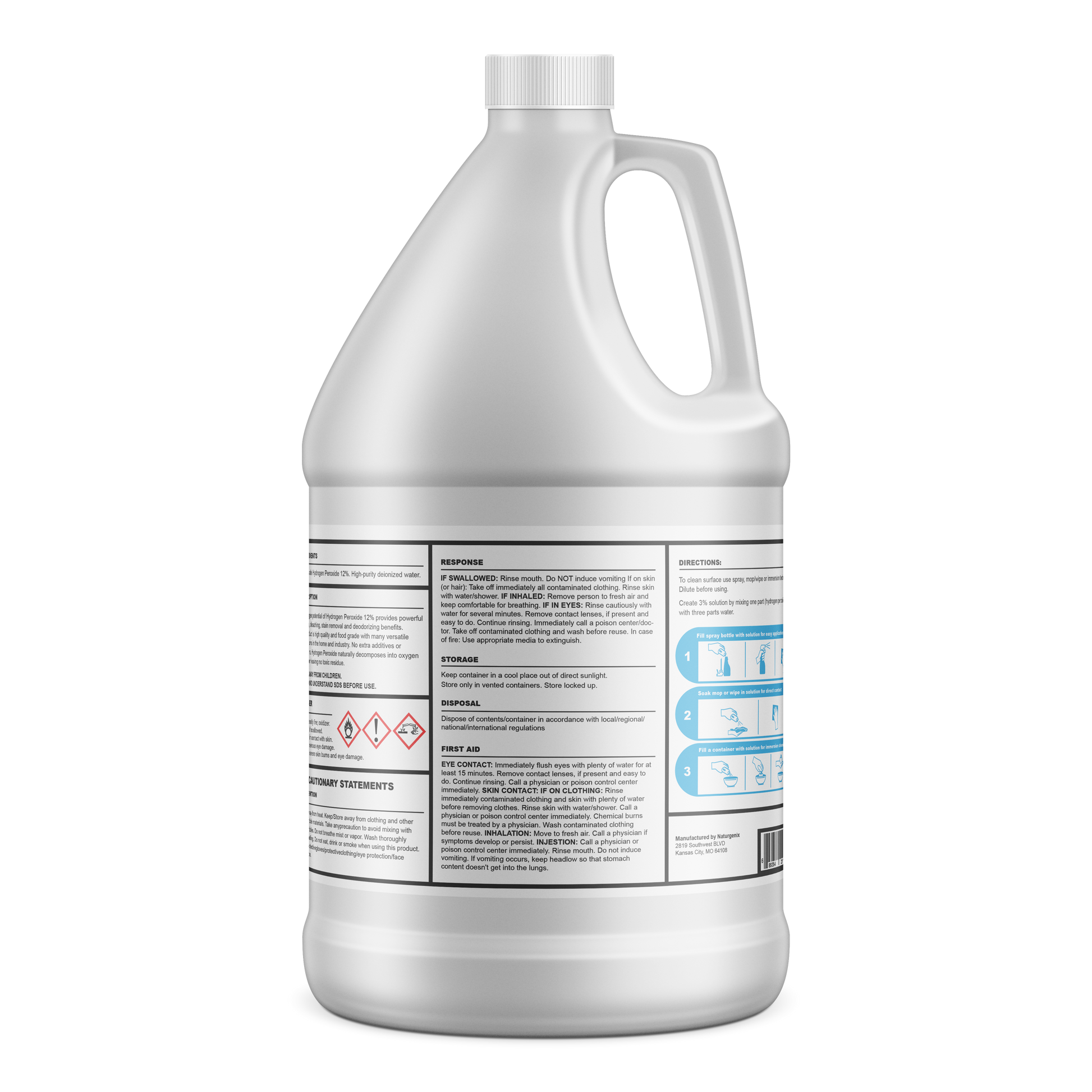Naturgenix Hydrogen Peroxide 12 Food Grade 1 Gallon 128 floz
